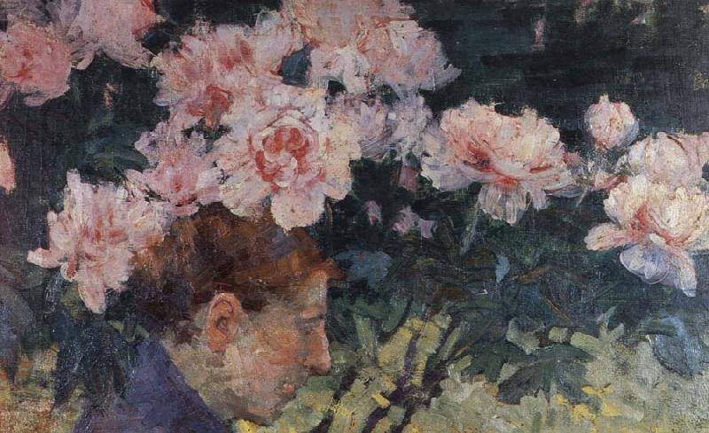 John Russell Rhododendrons and head of a woman oil painting picture